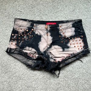 Signature8 pink and black denim shorts
